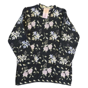VTG LAURA TYLER Oversized Sz S ACRYLIC Floral PATTERN SWEATER MADE IN USA‎ NWT